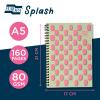 Exacompta Europa Splash EU1505Z Notebooks, Spiral-Bound, Bright Covers, 160 Ruled Pages, A5, Microperforated Pages, 3-Pack, Pink/Green Covers view 2