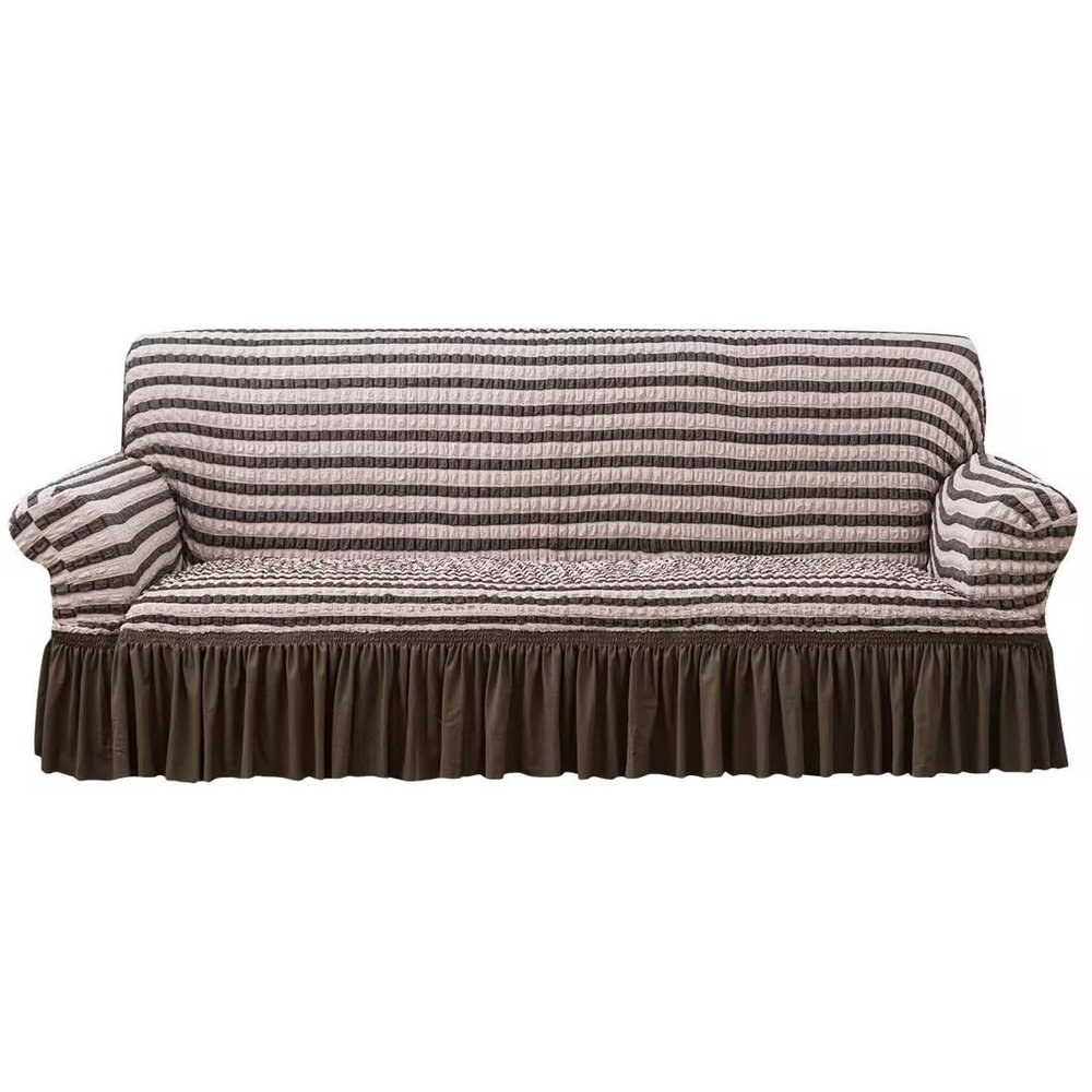 Stretch Ruffled Sofa Cover with Skirt, 1 Piece, Washable, for 1-, 2-, and 3-Seater Sofas