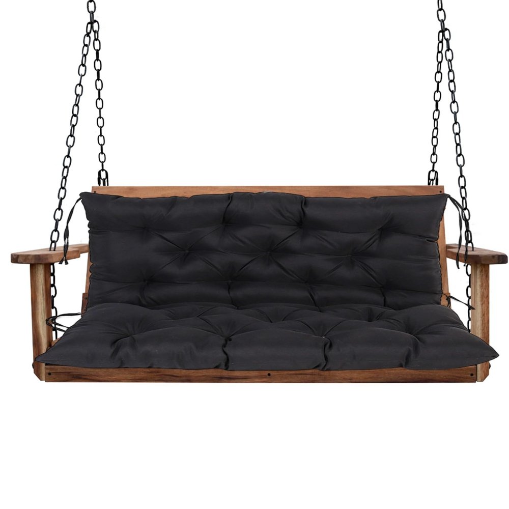 Garden Bench Cushion for Porch Swing with Backrest, 2–3 Seats, 4 in Thick, Waterproof, 40 x 40 in, Black