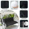 Garden Bench Cushion for Porch Swing with Backrest, 2–3 Seats, 4 in Thick, Waterproof, 40 x 40 in, Black view 3