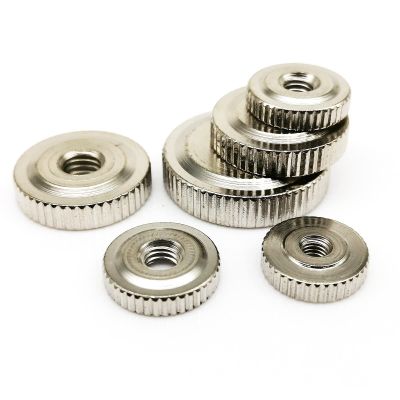 Knurled Nuts, 10-Pack, M3/M4/M5/M6, Carbon Steel, Nickel-Plated (M4)