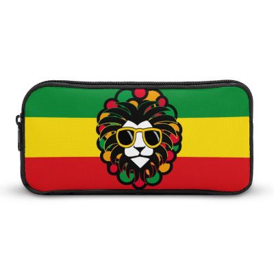FJQWKLF Lion Glasses Jamaica Rasta Printed Pencil Case