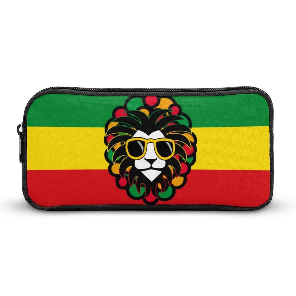 FJQWKLF Lion Glasses Jamaica Rasta Printed Pencil Case
