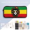 FJQWKLF Lion Glasses Jamaica Rasta Printed Pencil Case view 3