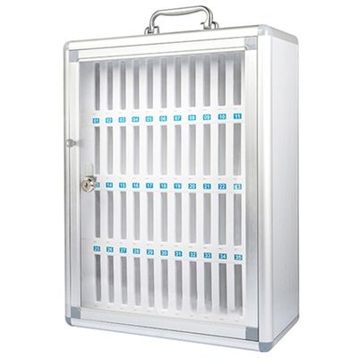 OMGMTSTORE 48-Slot Aluminum Phone Storage Cabinet, Silver