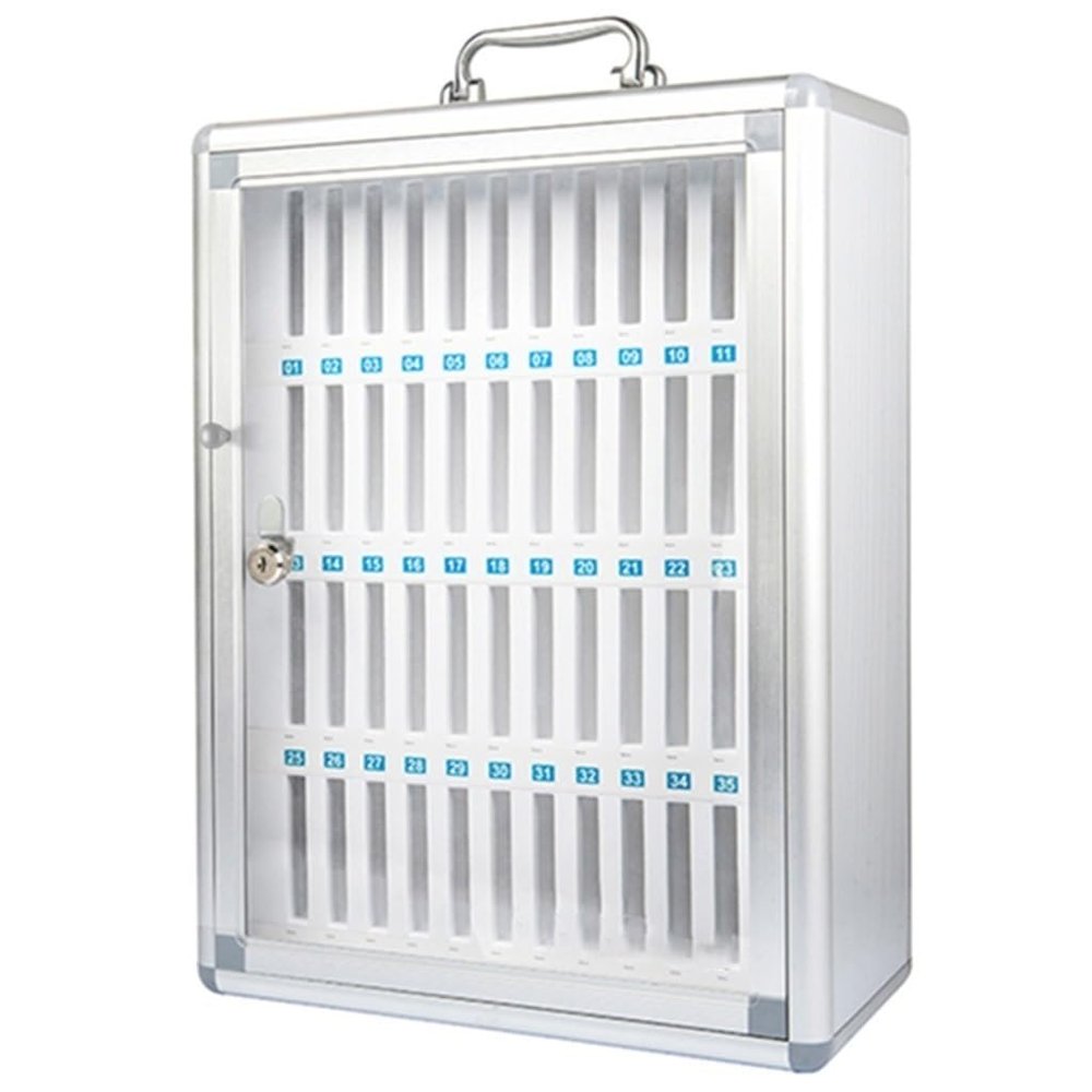 OMGMTSTORE 48-Slot Aluminum Phone Storage Cabinet, Silver