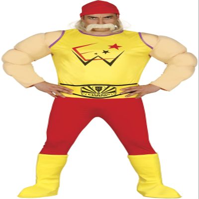 FIESTAS GUIRCA Men's Adult Wrestling Costume - Yellow and Red - Size 54-56