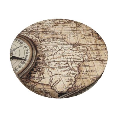 Jadery Compass Map Round Bar Stool Cover, Soft Cushion Cover, 33 cm