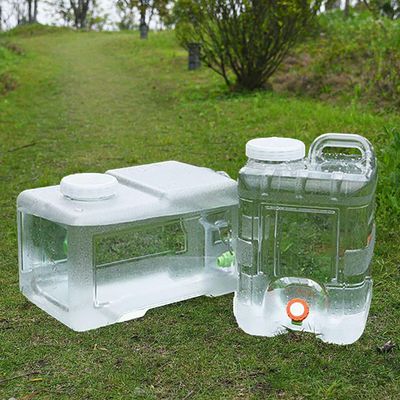 Water Canister with Faucet, Transparent Square Water Storage Container