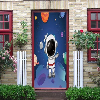3D Space Astronaut Door Sticker, 77 x 200 cm