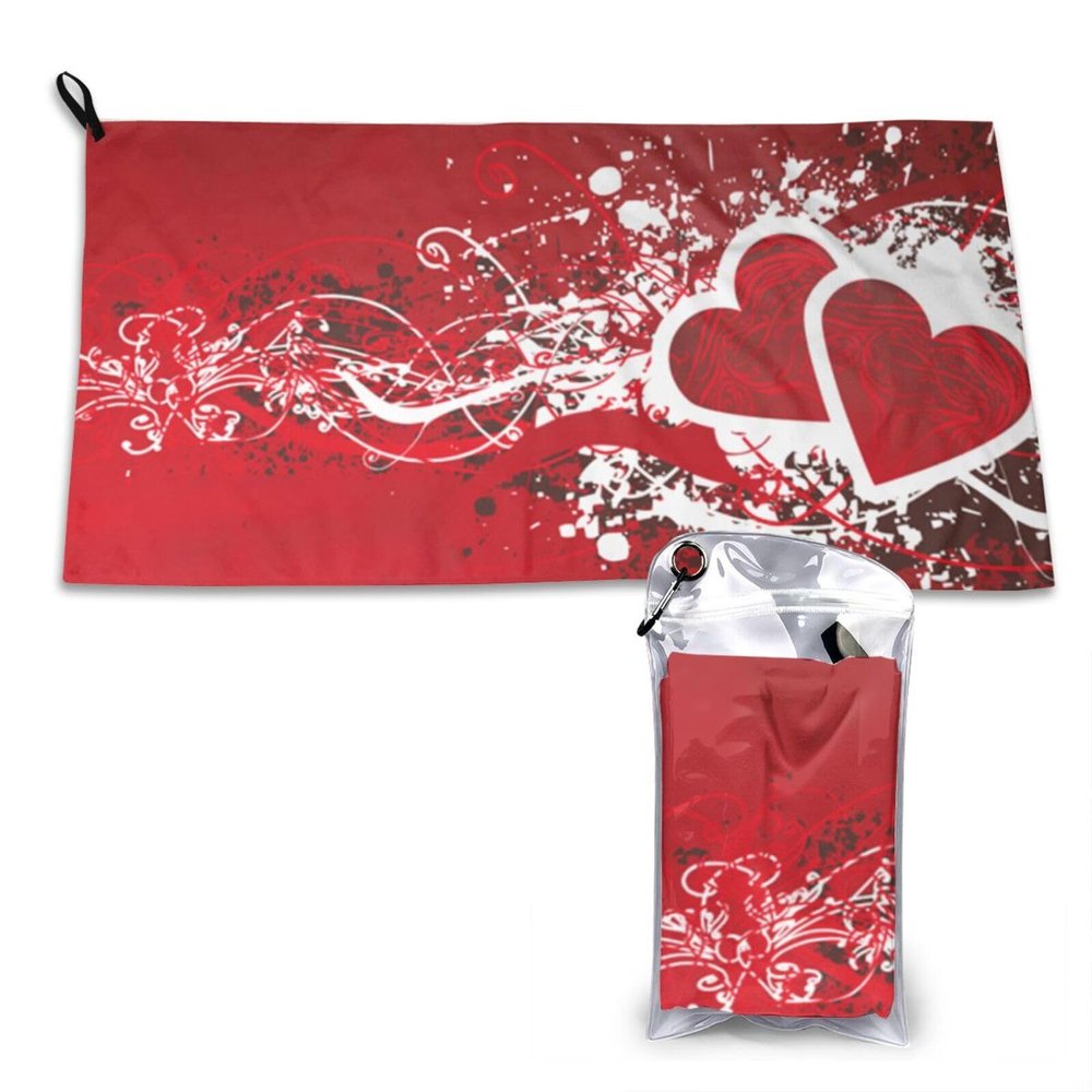SATUSA Valentine's Day Print Quick-Dry Microfiber Sauna Towel