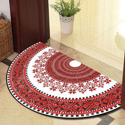 Guest Ruyunlai Half-Round Red Circle Doormat, 60 x 90 cm