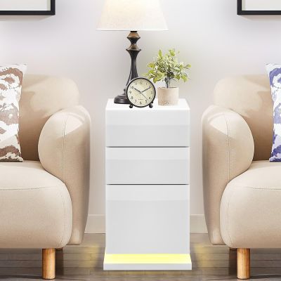 Rcynview White Nightstand with 3 Drawers, 50 x 30 x 63 cm