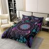 100% Cotton Dream Cat Duvet Cover Set, Purple and Teal Boho Mandala Floral, 155 x 220 cm view 2