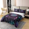 100% Cotton Dream Cat Duvet Cover Set, Purple and Teal Boho Mandala Floral, 155 x 220 cm view 3
