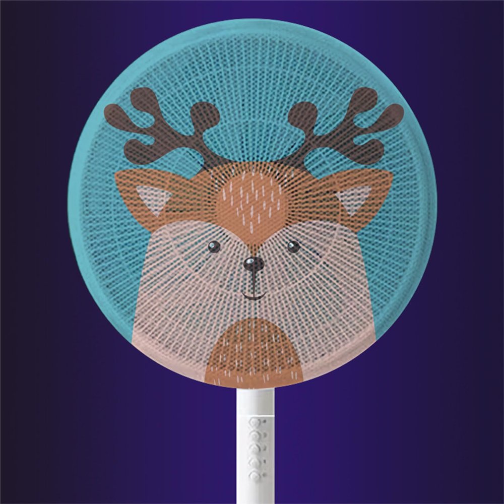 Treer 2-Pack Fan Safety Covers, 50 cm Round Floor Fan Dust Covers with Deer Pattern