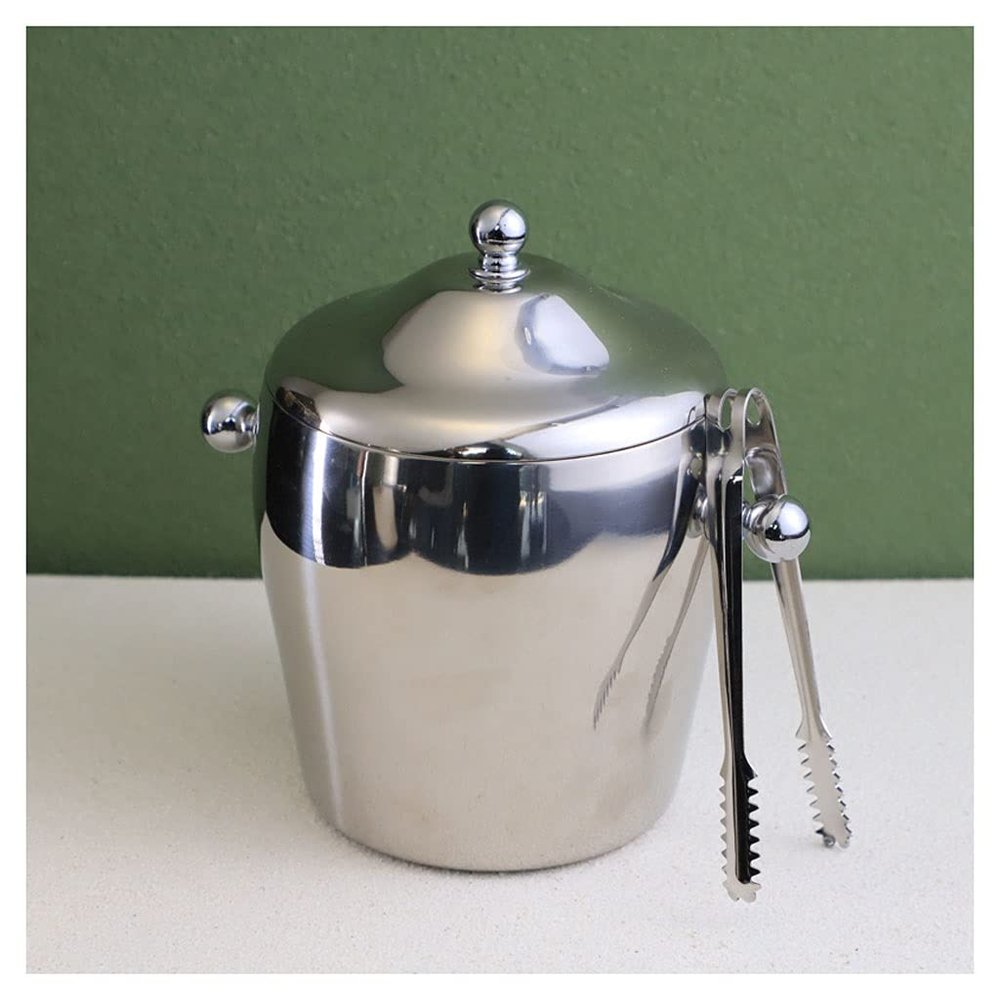BinOxy Stainless Steel Ice Bucket with Handle and Lid, Size M