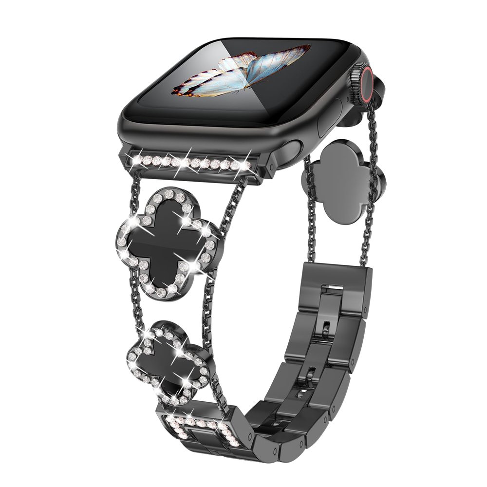 Musk-MSKR Diamond Metal Band with Clover Design for Apple Watch