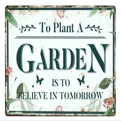 Garden Sign with “To Plant a Garden Is to Believe in Tomorrow” Quote, Decorative Garden Sign, Gift for Gardeners and Plant Lovers, Garage, Home, Farmhouse, Wall Decor, 14 x 20.3 cm