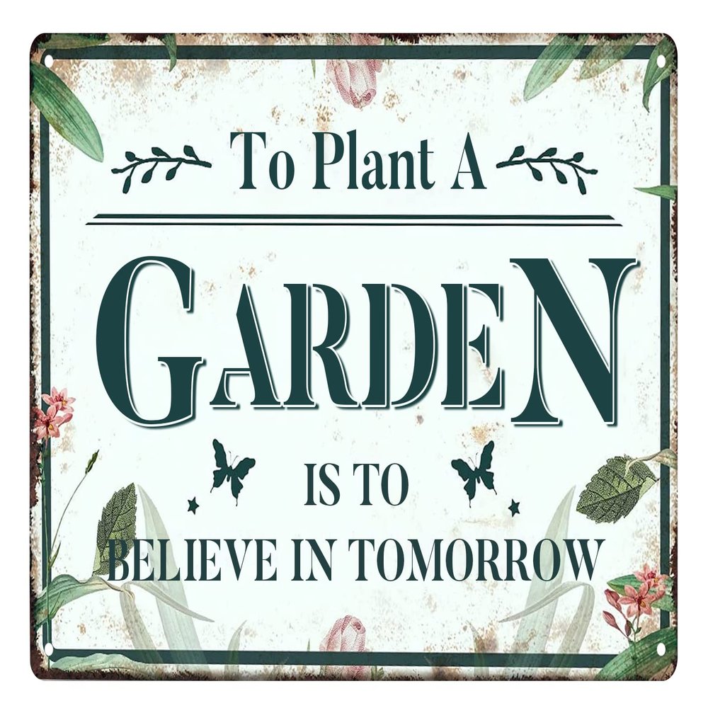 Garden Sign with “To Plant a Garden Is to Believe in Tomorrow” Quote, Decorative Garden Sign, Gift for Gardeners and Plant Lovers, Garage, Home, Farmhouse, Wall Decor, 14 x 20.3 cm
