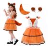 ReliBeauty Fox Costume for Girls, Animal Dress with Tail and Headband, Size 130 view 1