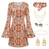 Coucoland 70s Disco Outfit for Women, 60s Hippie Dress Costume Set with Sunglasses and Headband view 1