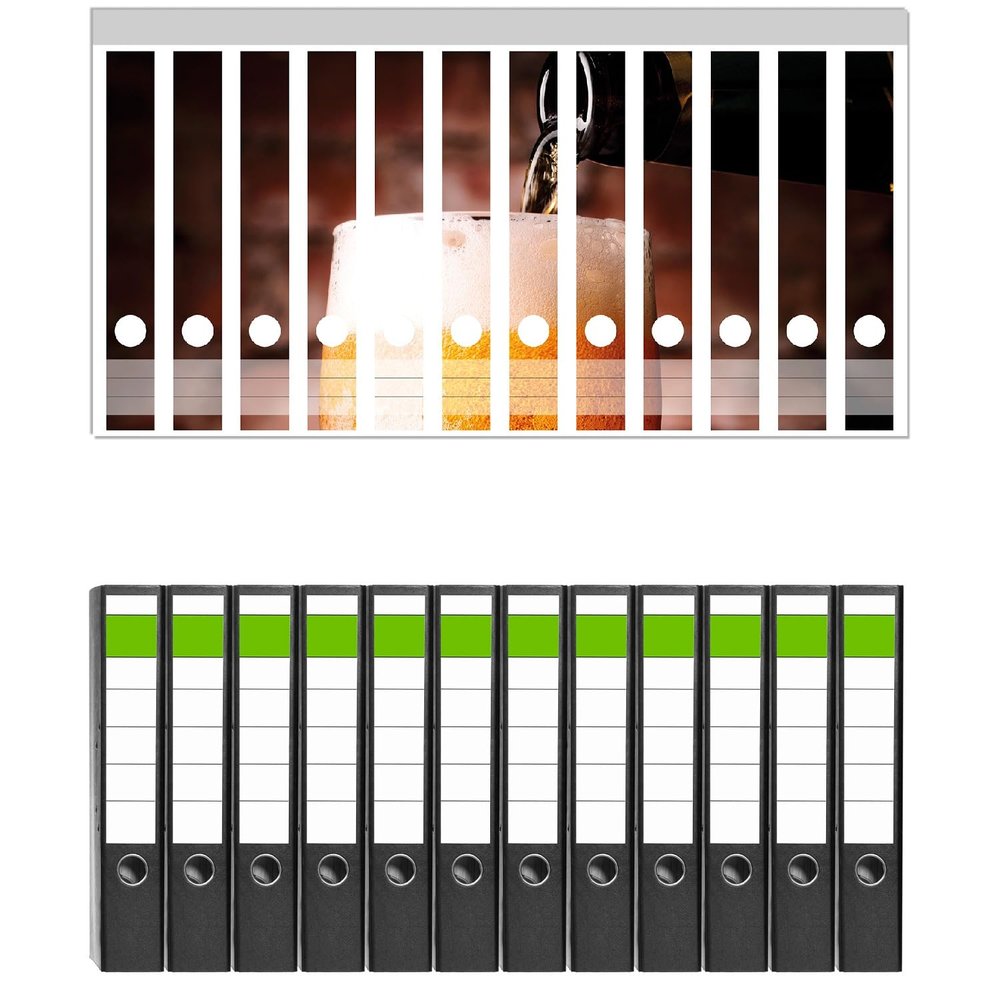 Wallario Set of 12 Slim Binders with Fresh Pils Spine Labels