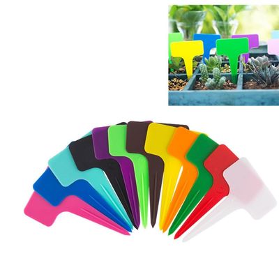Yurosiay 30-Pack T-Shaped Garden Plant Labels, Waterproof Plastic Plant Markers, Assorted Colors, 10 x 6 cm