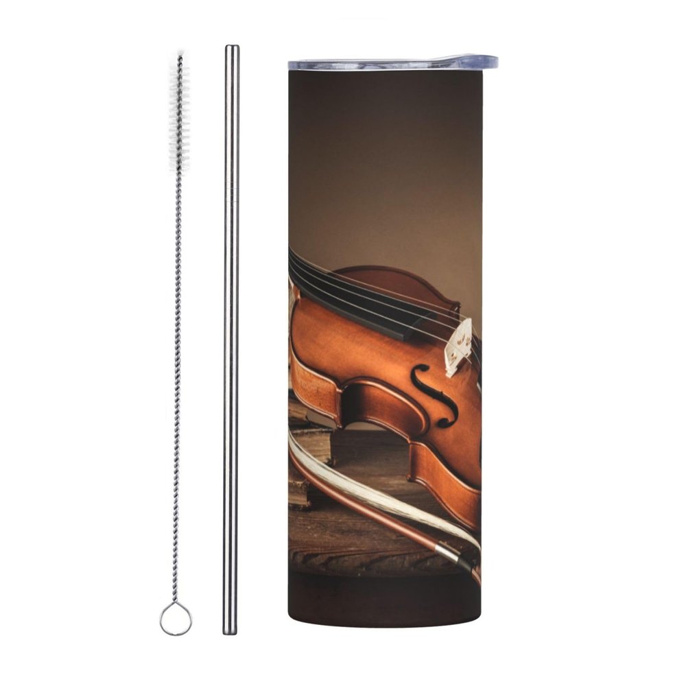 DEHIWI Music Art Violin Tumbler, 590 ml, Stainless Steel