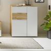 MILAN Shoe Cabinet in White and Artisan Oak Look, 85 x 105 x 38 cm view 2
