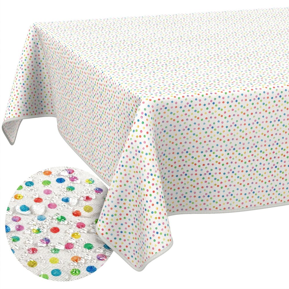 ANRO Mimi Washable Tablecloth with Hem, 200 x 140 cm, Garden Tablecloth