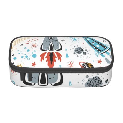 FRESQA Food Pattern Large-Capacity Durable Compartment Pencil Case with Cartoon Rockets, One Size, Key Case