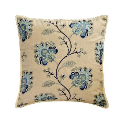 The HomeCentric Morning Flower Blue Linen Cushion Covers, 2-Pack, 50 x 50 cm