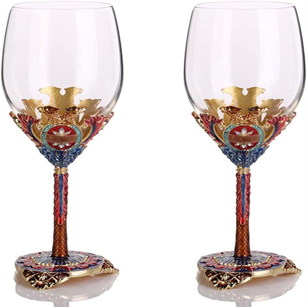 KanDuo Gold Enamel Red Wine Glass Set