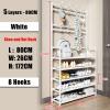OWKAY Easy-Assembly Multifunctional Metal Hall Tree with Shoe and Hat Shelves, 80 cm, White, 5L view 2
