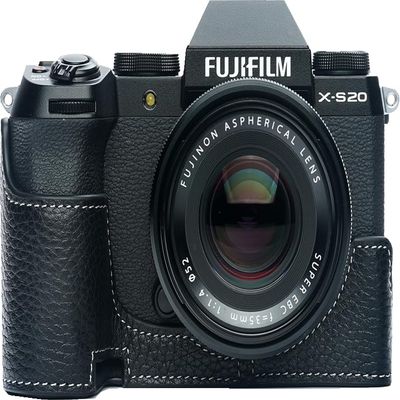 Zakao X-S20 Handmade Genuine Leather Half Camera Case for Fujifilm X-S20, Black