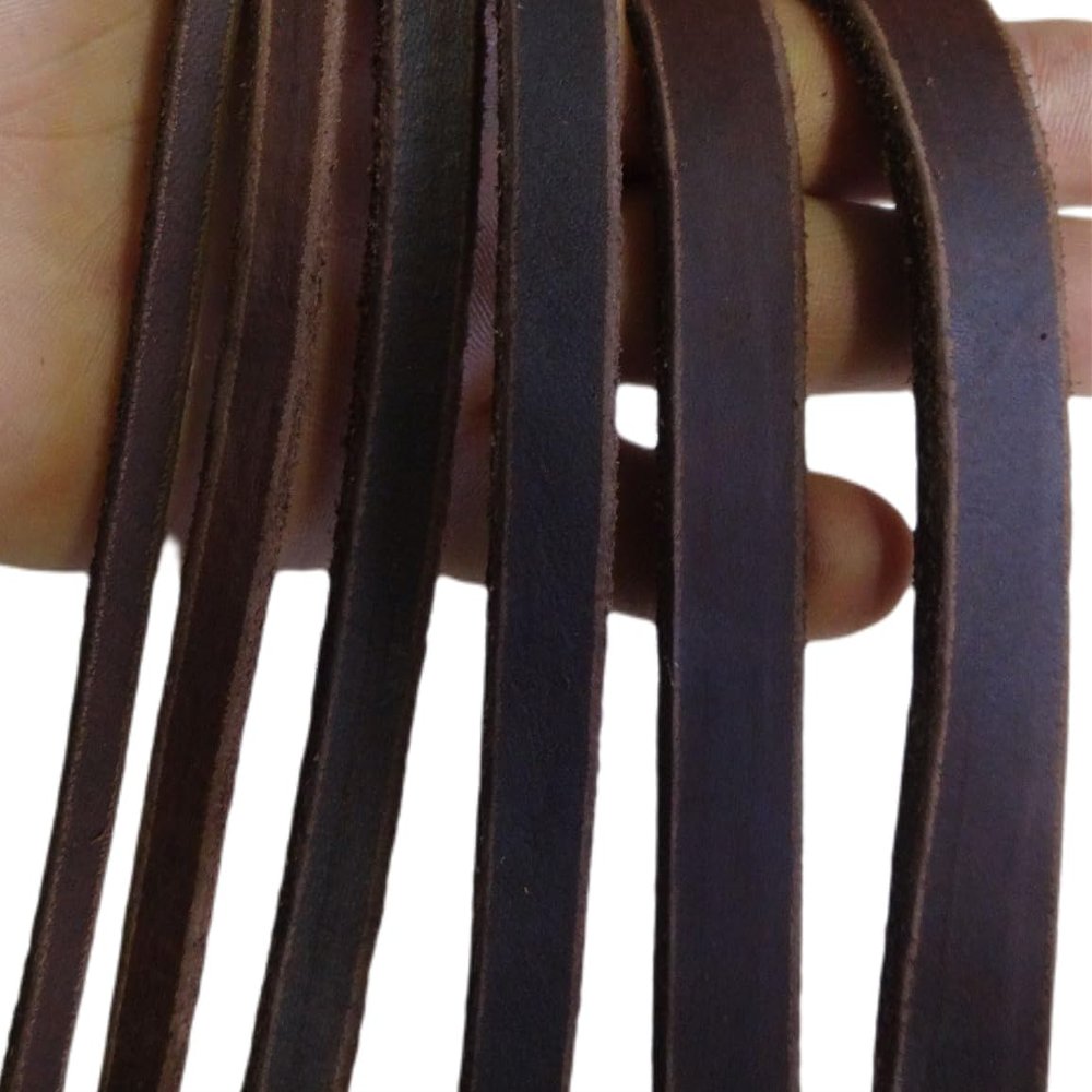 Krambambulishop.de Oil-Tanned Leather by the Meter, Edge-Finished Strap, 6/8/10/12/15/18 mm, Continuous, 3.2–3.8 mm Thick, Brown