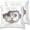 FRODOTGV Cute Cat Behind Broken Wall Striped Pillow Covers with Zipper, 2-Pack, 40.6 x 40.6 cm view 1