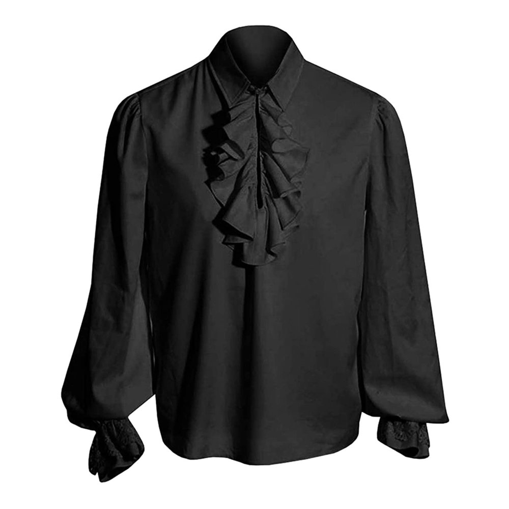 Beokeuioe Men's Ruffle Shirt Gothic Pirate Long-Sleeve Medieval Renaissance Viking Victorian Steampunk Cosplay Top