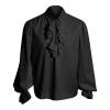 Beokeuioe Men's Ruffle Shirt Gothic Pirate Long-Sleeve Medieval Renaissance Viking Victorian Steampunk Cosplay Top view 1