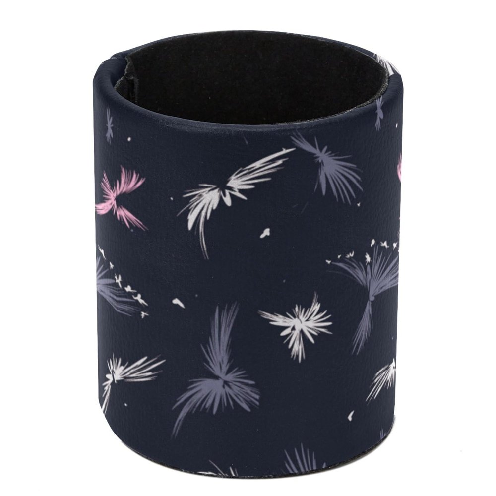 Large-Capacity Desk Pen Holder, Dandelion Pencil Cup Organizer, PU Leather Makeup Brush Holder