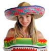 Mexican Costume for Adults, Poncho with Tassels, Embroidered Sombrero and Fake Mustache, Blue view 4