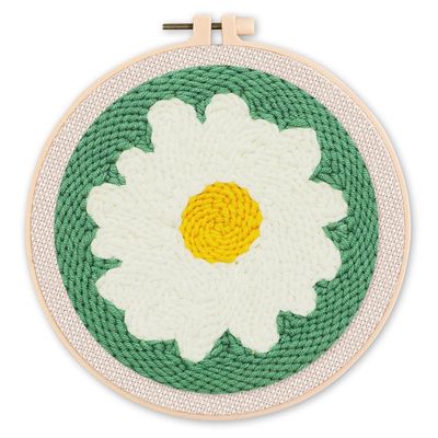 Figured'Art Punch Needle Set for Adults – White Daisy, 20 x 20 cm
