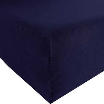 Erwin Müller Freising Stretch Jersey Fitted Sheet, Navy, 90x190–100x220 cm