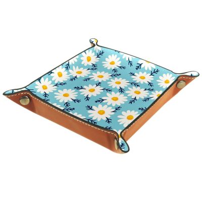 Daisy Square Leather Dice Tray