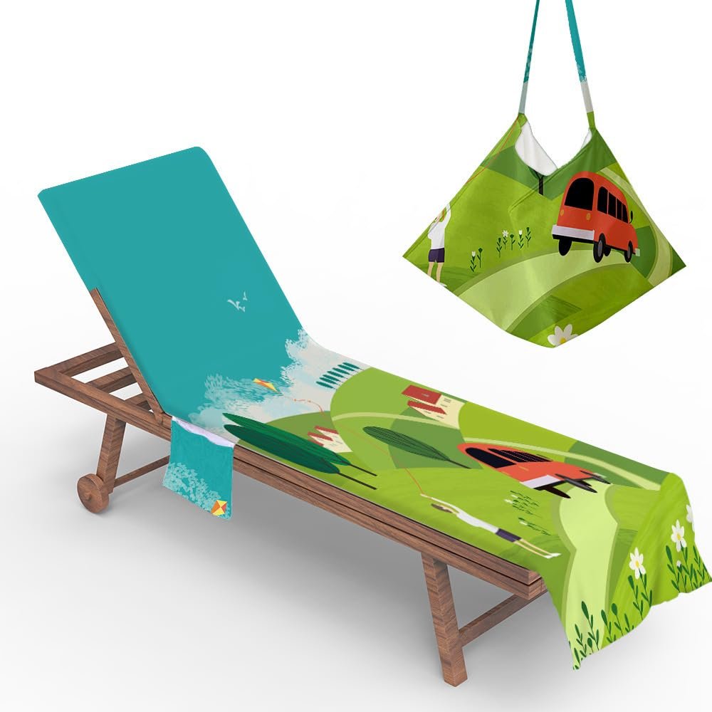 Chickwin Terry Cover for Garden Lounger with Hood, 2 Pockets, 75 x 210 cm