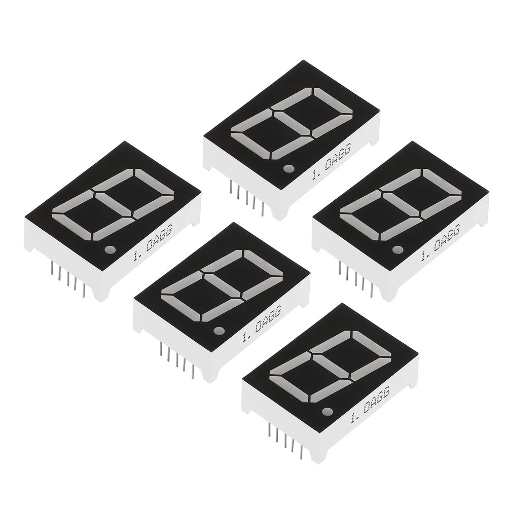 PATIKIL LED Display, 5-Pack, Common Cathode, 7-Segment, 1-Digit, 3.3V, 1 in, Green