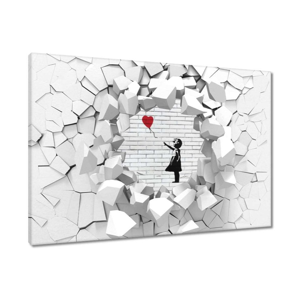 Printed Canvas Painting Wall Art Decor 60 x 40 cm Banksy Girl with a Balloon No. H3624M_WDPC1E
