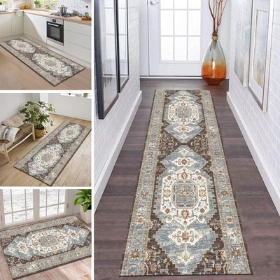 ZDYHMrj Boho Hallway Runner Rug, Washable Non-Slip, 110 x 250 cm