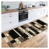 Siunwdiy Kitchen Runner Rug 60 x 60 cm, Non-Slip, Black and Brown Geometric Pattern, Washable, Customizable Length view 1